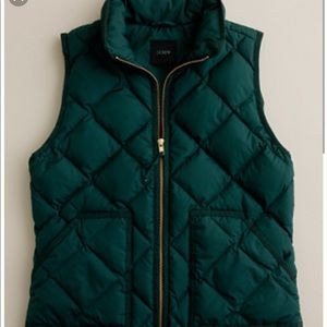 Emerald Green J Crew Quilted Puffer Vest, Size XS